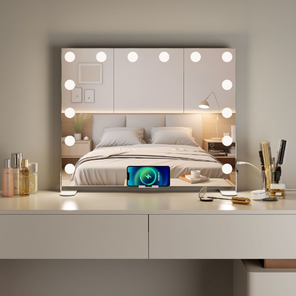 Hollywood Mirror With Bluetooth Speakers